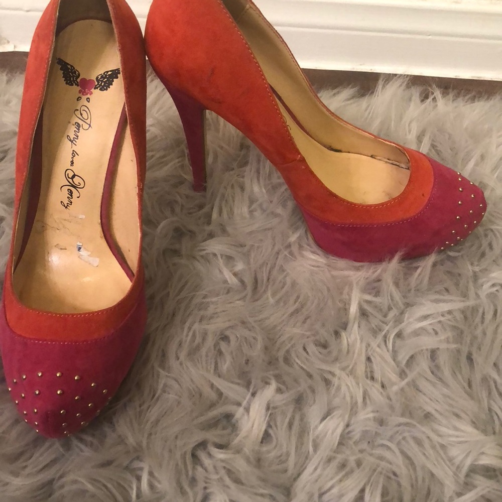 Orange and pink heels